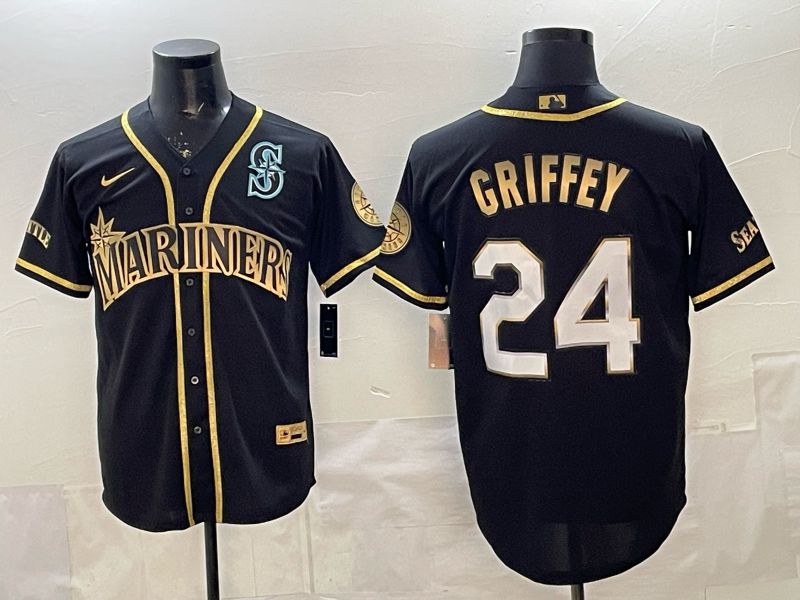 Men 2026 Nike Seattle Mariners #24 Griffey black gold Game MLB Jersey 04